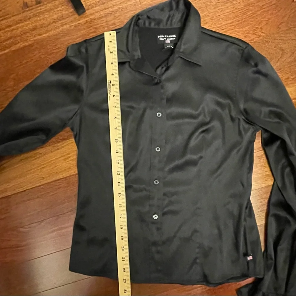 Polo by Ralph Lauren Black Satin Button Down Shirt - Picture 6 of 7